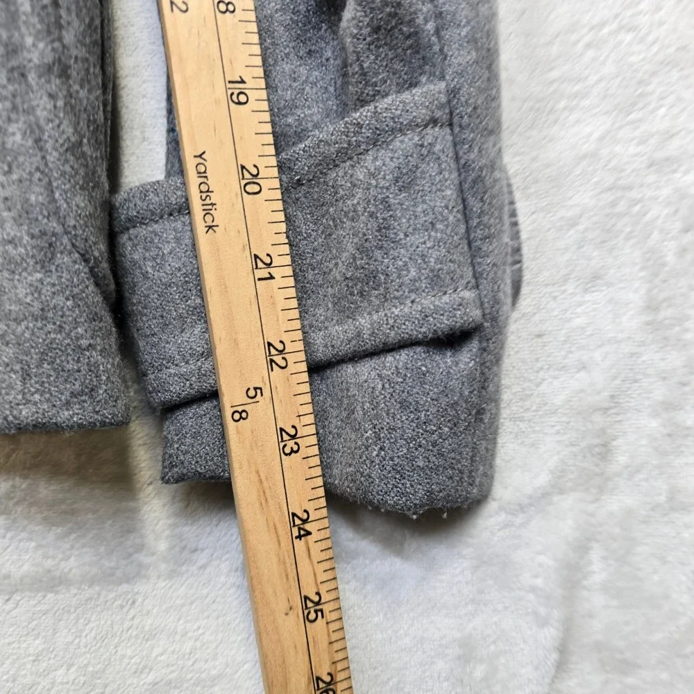 J Crew Duffle Coat Womens XS 0‎ Grey Melton Wool Italy Hood Toggle Peacoat